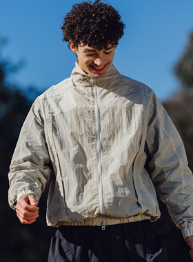 Halcyon 日系撞色短款夹克男户外防泼水立领骑行拉链外套春秋