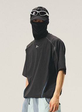 Halcyon 户外防泼水反光襟抽绳短袖T恤男撞色明线圆领短袖夏季