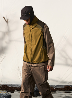 Halcyon 山系户外骑行徒步挡风立领马甲男可收缩帽叠穿背心秋