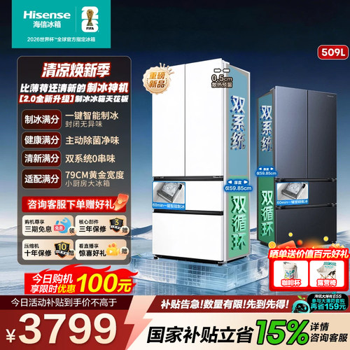 制冰神机海信大薄荷509法式白色