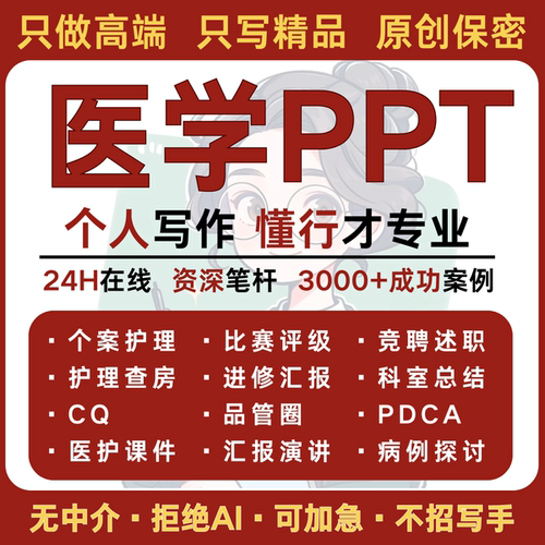 医学护理ppt课件个案查房医疗品管圈代制作pdca项目医学总结代写