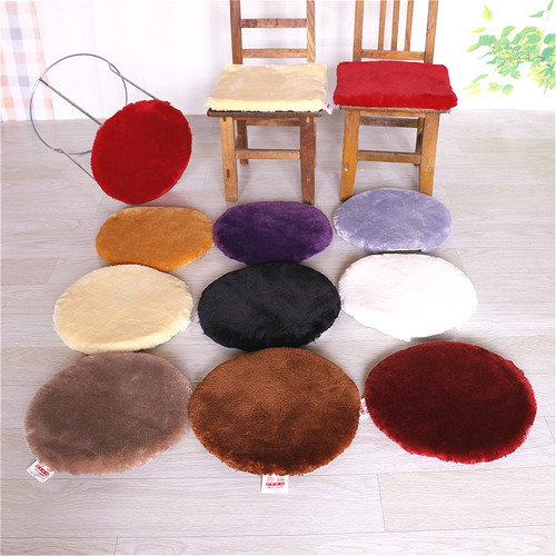 羊毛绒圆形垫子学生餐椅家用