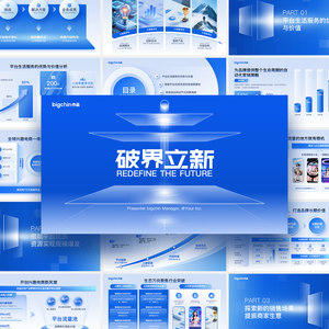 高级感蓝色专业PPT模板述职报告