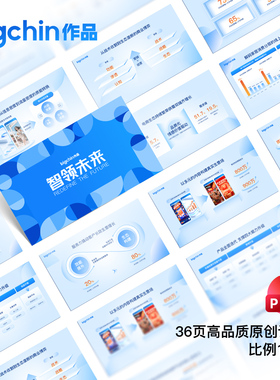 bigchin原创PPT模板高级感36页蓝色专业品质工作汇报总结晋升分享