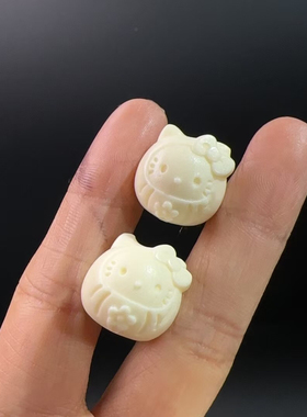 新款粉压象牙果达摩kitty猫通孔配件DIY文玩隔珠配饰手串佛珠饰品