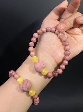 8MM血柏木爱心手链单圈圆珠手链手串招桃花闺蜜礼物