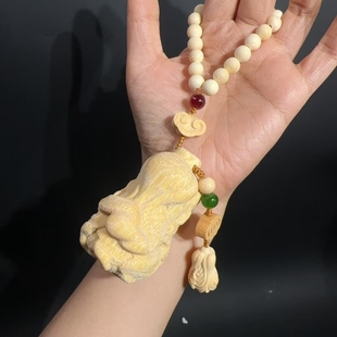 实心竹雕刻把件白菜百财摆件景区爆款文玩手把件网红随身盘玩把件