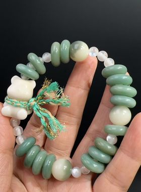 菩提甜甜圈搭配象牙果小熊手链小众设计款男女手链佛珠念珠