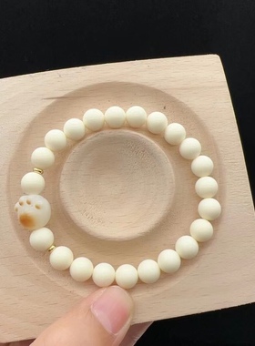 8MM奶呼呼的象牙果手链搭配胖胖菩提根猫爪单圈佛珠串文玩念珠