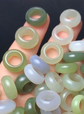 天然和田玉青海料跑环吊坠diy手串项链佛珠挂件配饰