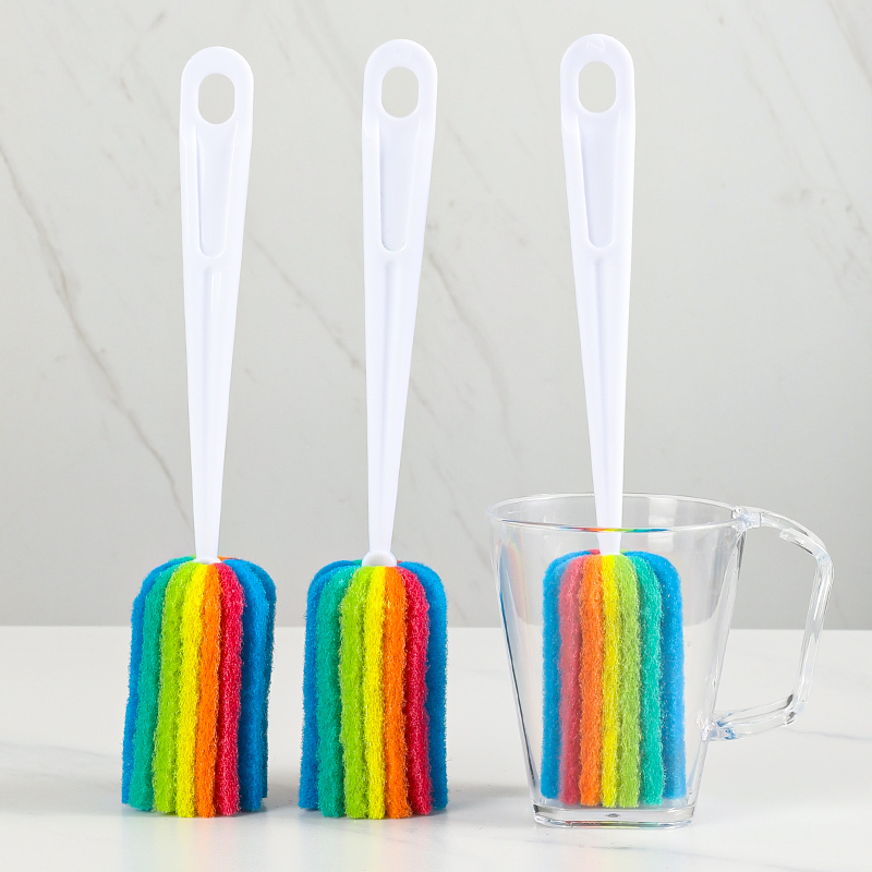 加厚百洁布杯刷子长手柄加硬海绵