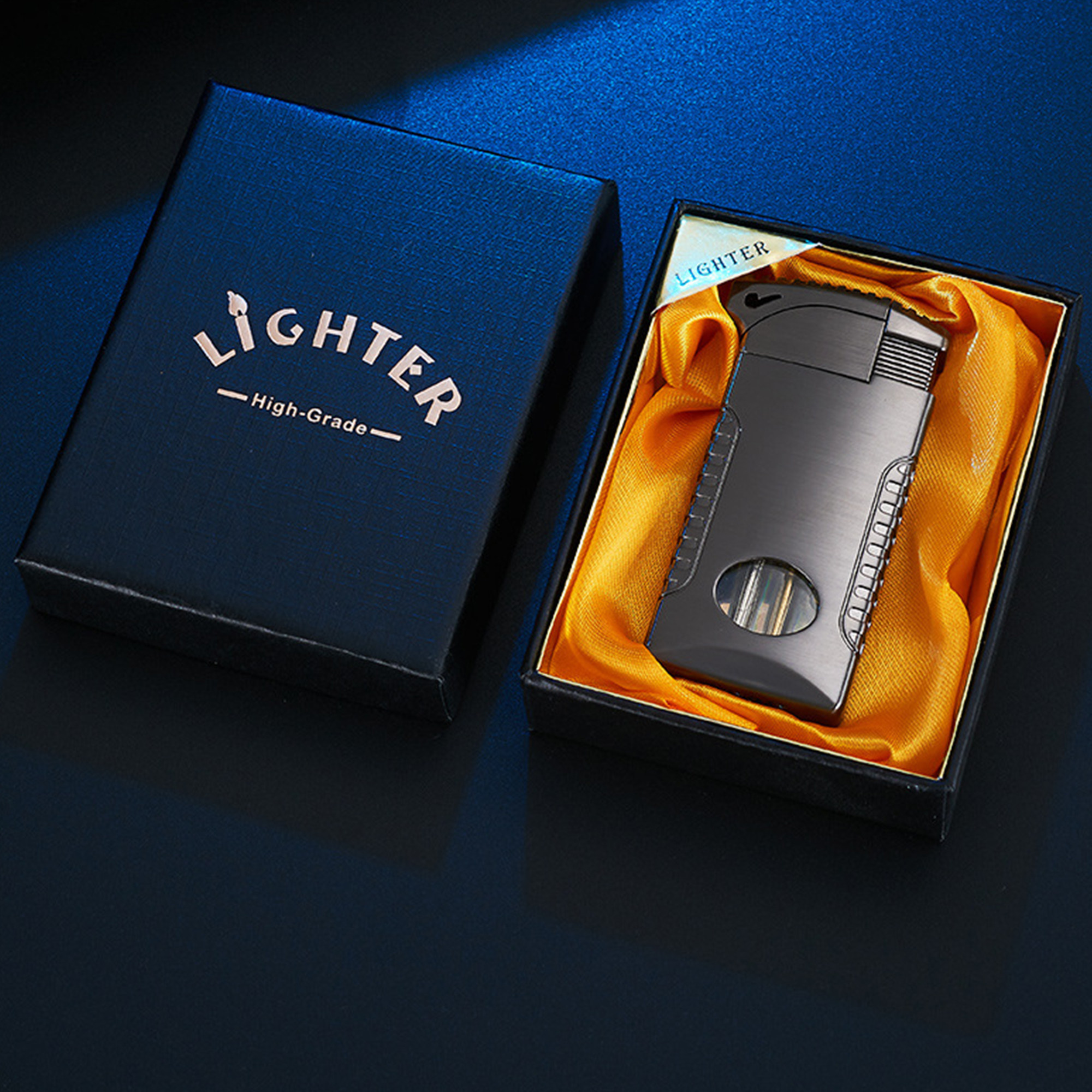 双火切换LED灯可视气窗打火机限量版感应高端金属明火直冲爆款