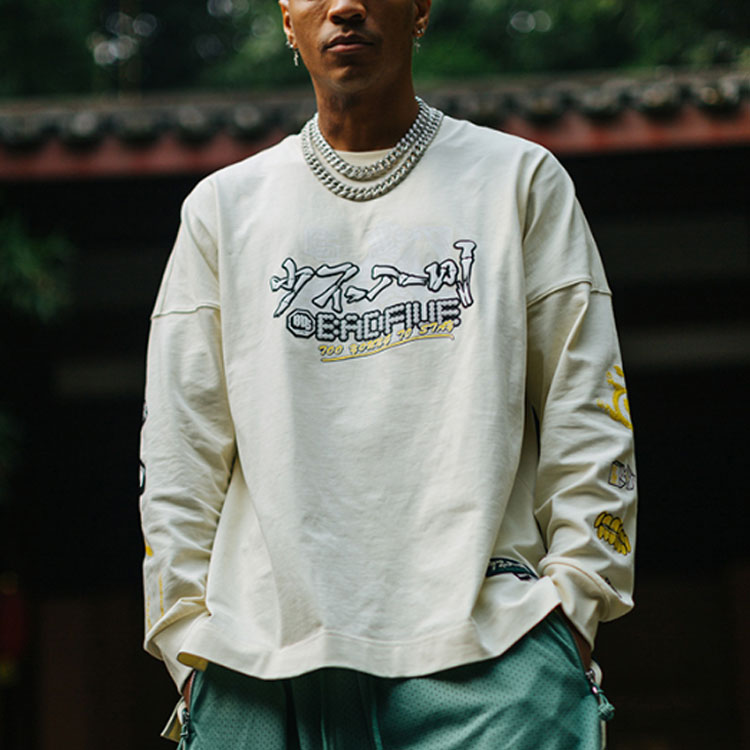 李宁正品卫衣新品BADFIVE少不入川男子宽松休闲长袖套头衫AHSR483