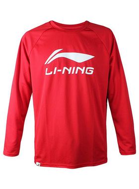 Lining/李宁正品羽毛球系列男子logo印花透气圆领长袖T恤ATLR071