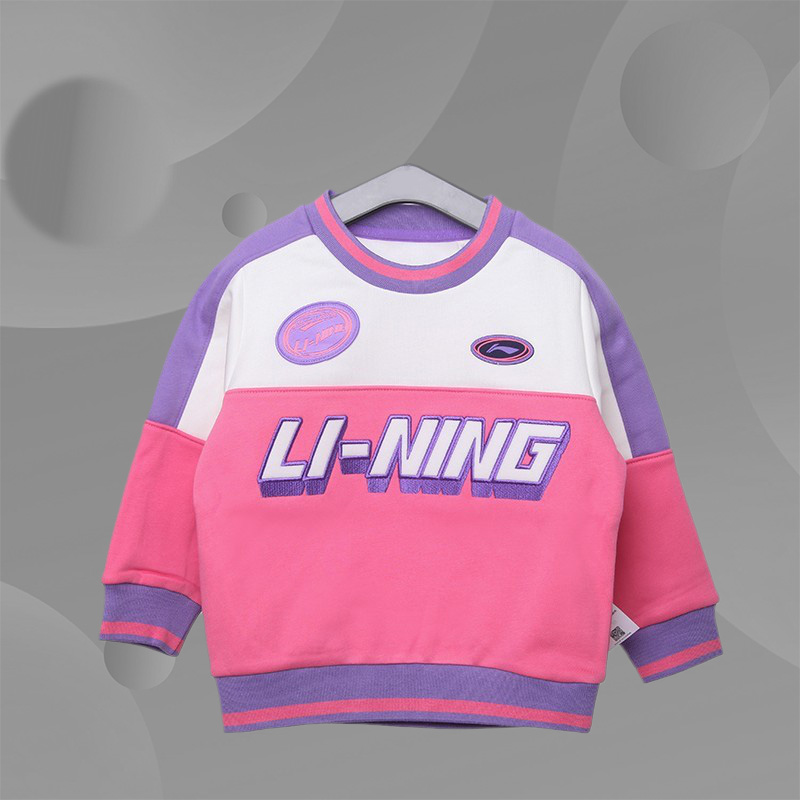李宁童装秋冬新款男女小童加绒加厚长袖针织保暖卫衣YWDR454