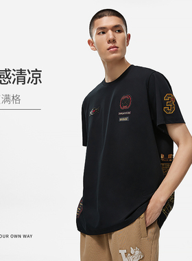 Lining/李宁正品韦德名人堂男女同款冰感舒适吸湿宽松短袖AHST919