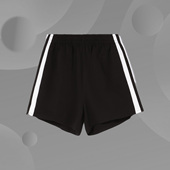 子夏季 李宁短卫裤 宽松条纹拼接裤 运动女装 针织AKSR602 女新款