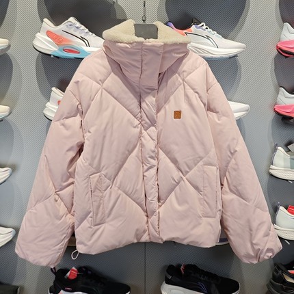 Lining/李宁正品2023年冬季女子短款宽松保暖连帽羽绒服AYMT076-1