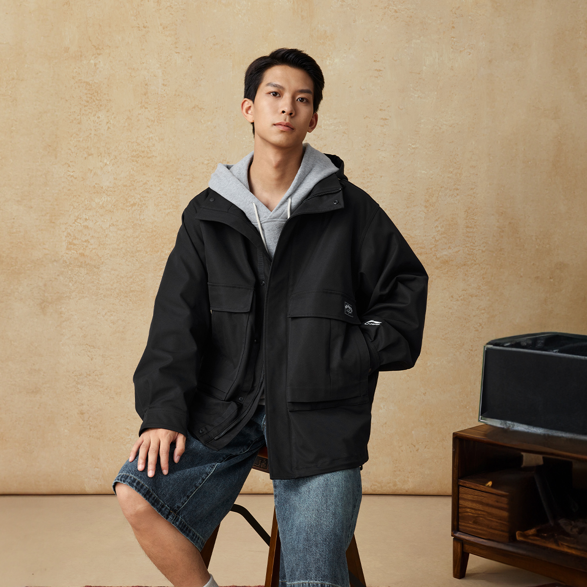 李宁正品男子宽松运动外套