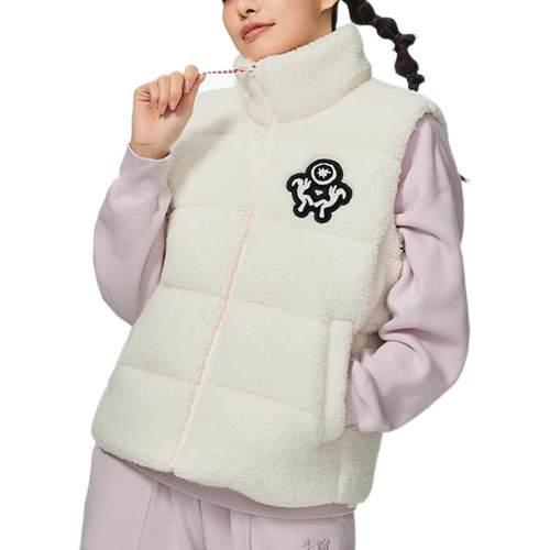 李宁正品新款女子运动休闲时尚潮流绒面立领保暖羽绒马甲AYMS088