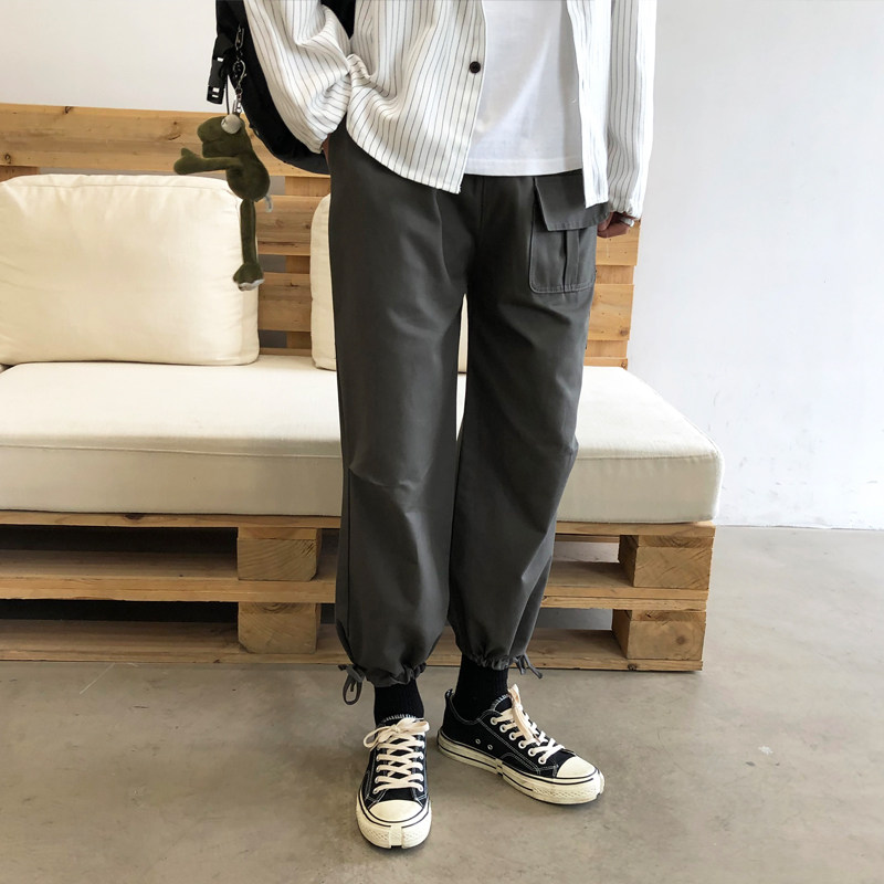 直筒工装裤裤脚抽绳九分休闲裤1212,男装休闲裤,星座1212