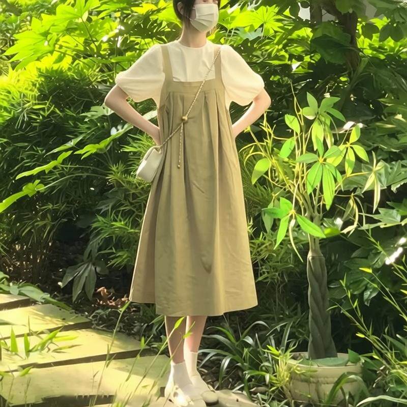 学院风背带裙两件套装初中学生女时尚套装