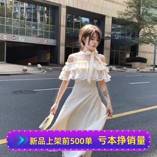 2026温柔甜美长款连衣裙优雅清楚系长裙日系两穿杏色巨好看约会夏