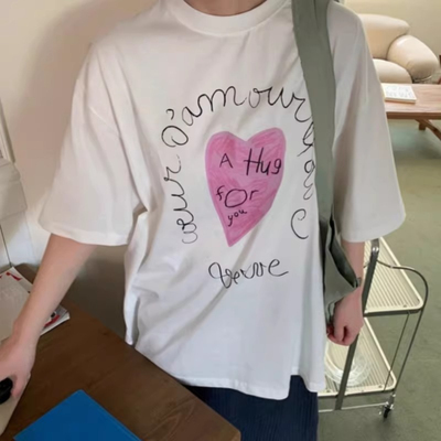 韩系纯棉2026夏季新款bm港味宽松百搭上衣chic卡通印花短袖T恤女