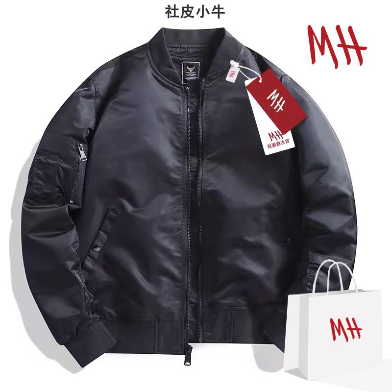 HM飞行员夹克男女外套男装秋冬季宽松休闲潮牌美式飞行服棒球服