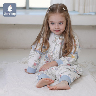 littletiny婴儿调温睡袋幼儿家居服宝宝睡衣秋冬季加厚儿童防踢被