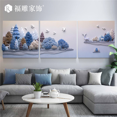 北欧风格装饰画客厅沙发背景墙现代简约高档欧式壁挂画立体浮雕画图片