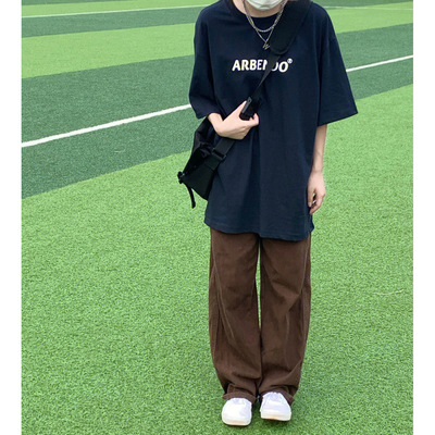 高腰日系原创长裤咖啡色裤子