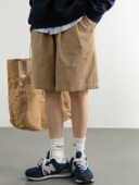 男女中性百搭cityboy阔腿五分裤 100%纯棉夏季 日系简约松紧腰短裤