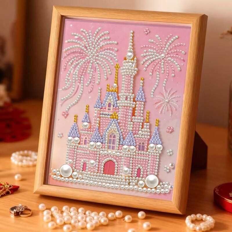 2026新款马年城堡珍珠画diy财神爷自粘钻手工钻石画装饰画送