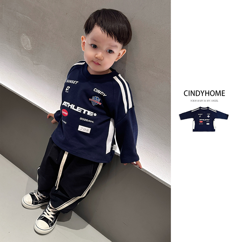 2025新款春秋长袖个性潮酷宝宝上衣儿童衣服