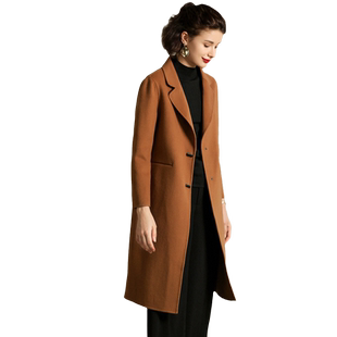 乔妮塔品牌女装2025秋冬新款西装领羊毛长款双面呢大衣零羊绒外套