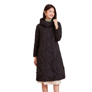 乔妮塔品牌女装2025秋冬新款加厚过膝立领90白鸭绒长款羽绒服外套