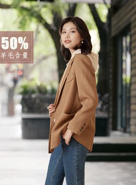 50%羊毛含量春秋季双排扣小西装