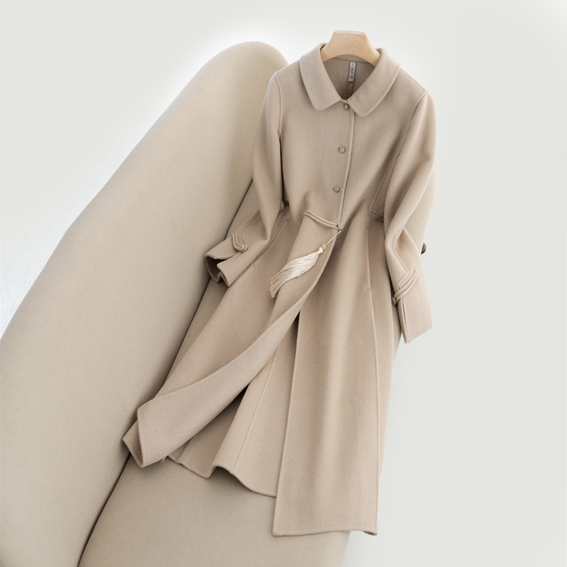 秋冬中式国风羊毛长款双面呢大衣