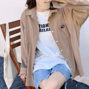 百思朵老钱风复古卡其色衬衫 灯芯绒咖色小众高级感 外套慵懒风长袖