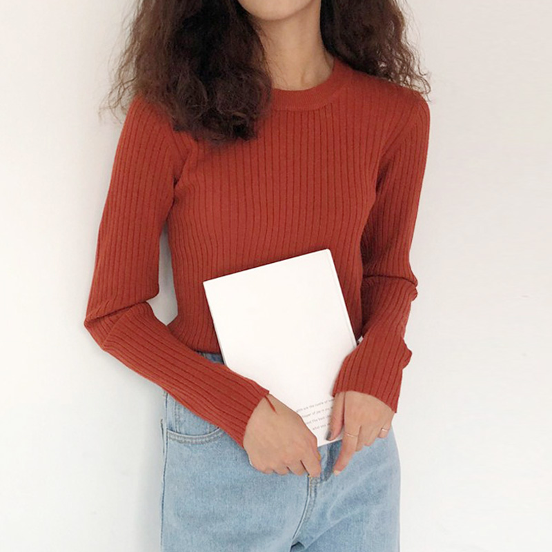 百思朵秋季砖红色上衣仙女针织衫