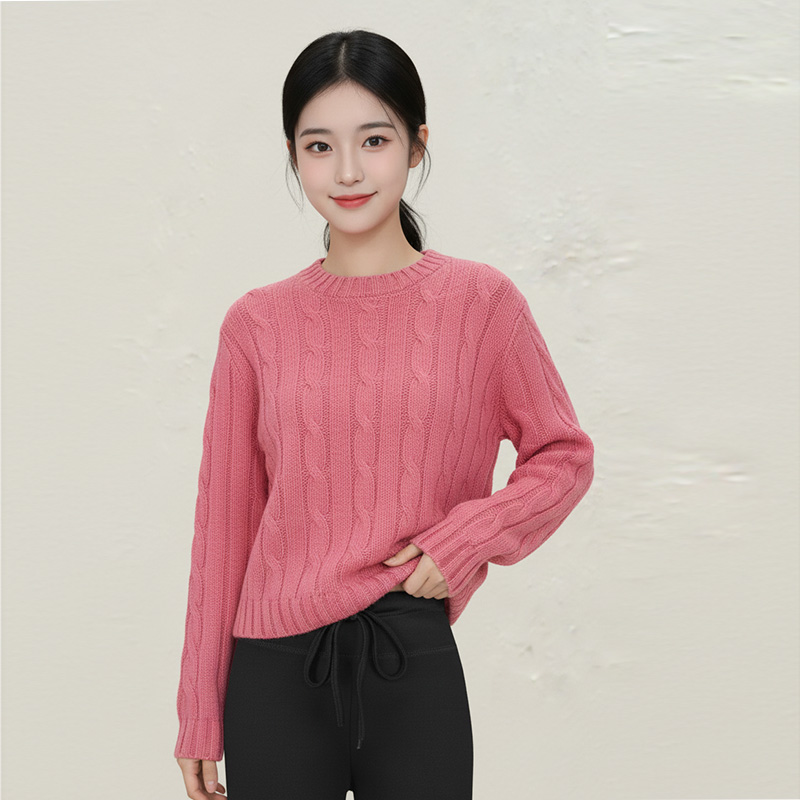 甜美树莓粉色毛衣大衣内搭针织衫