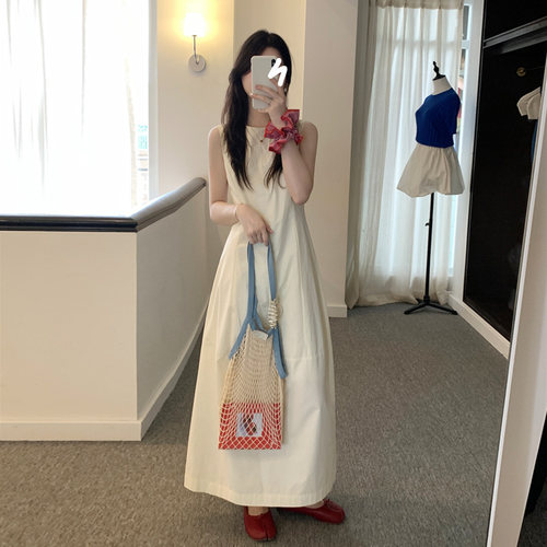 多巴胺奶黄色连衣裙背心裙长裙女