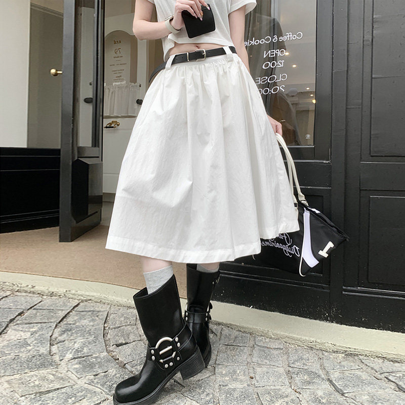 2025秋冬赫本复古小白裙半身裙伞裙中裙a字裙遮肉显瘦仙女工装裙,女装/女士精品,半身裙,淘宝优惠券,粉丝福利购,淘宝优惠卷