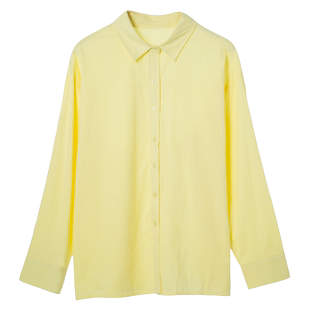 百思朵鹅黄色衬衫淡黄色上衣芒果黄小鸡黄棉宽松长袖奶油黄防晒衣