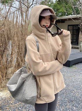 宽松美拉德卫衣显瘦拉链摇粒绒