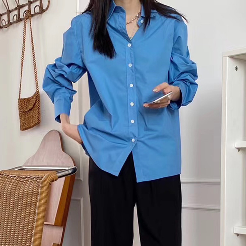 翻领宝石蓝女内搭叠穿电光蓝春季