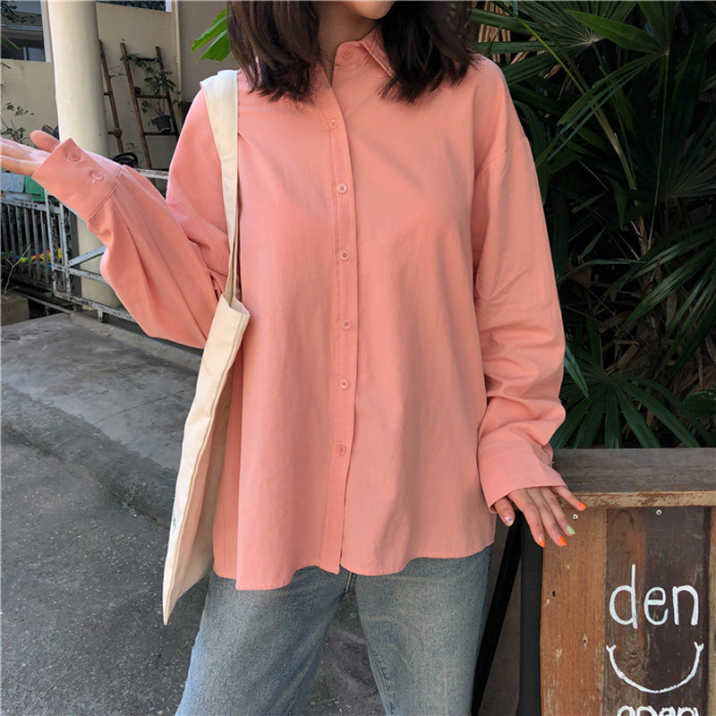 百思朵ins宽松纯棉淡粉外套蜜桃