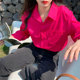 外搭 小个子高级感火龙果上衣小众开衫 多巴胺树莓粉衬衫 外套防晒衫