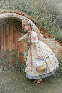 【草莓酱OP】 复古田园草莓长袖洛丽女原创包子猪lolita洋装 现货